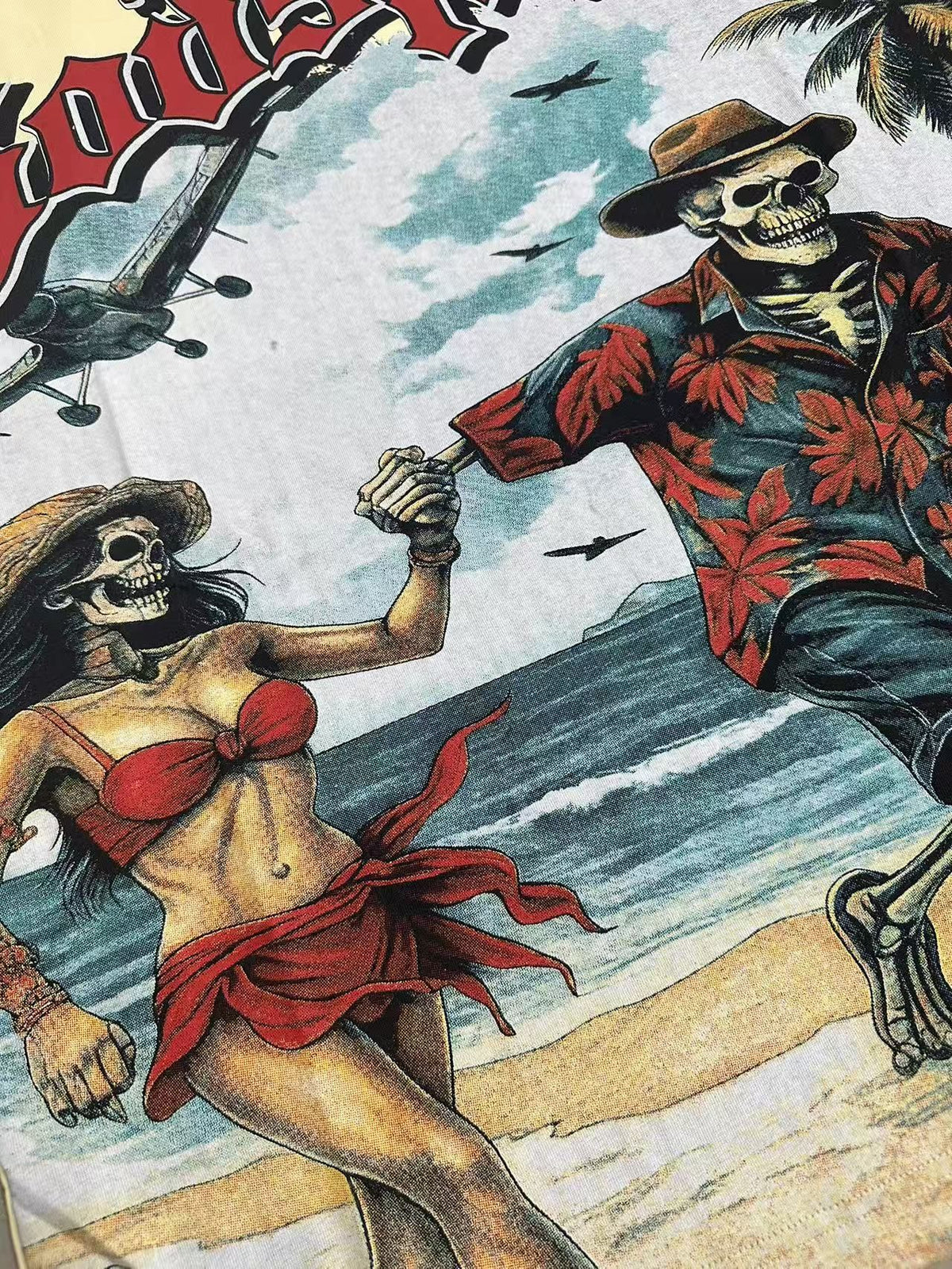 Godspeed Beach Skeleton Graphic T-Shirt — detail