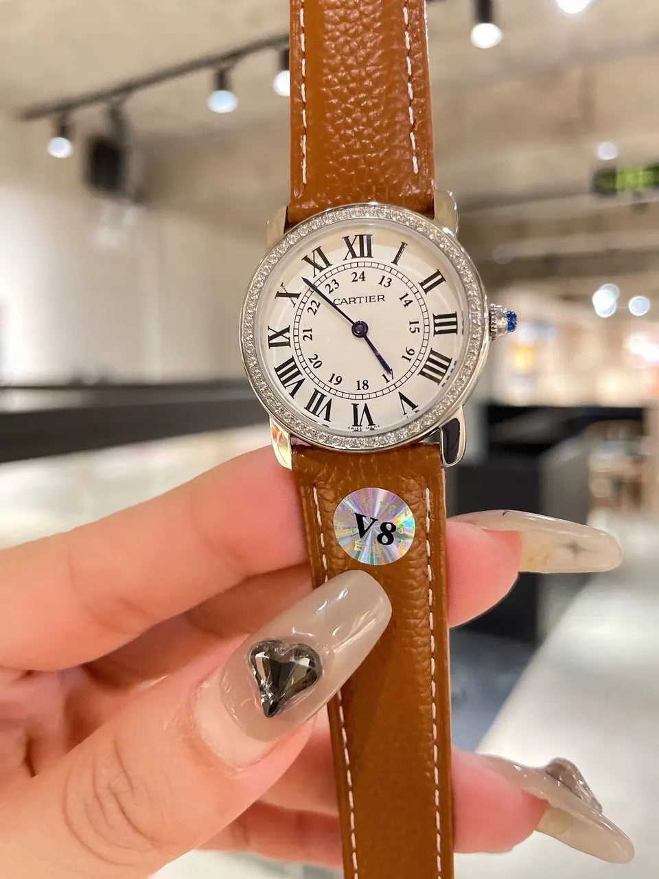 Cartier Gold Diamond Ladies Watch - Hình 11