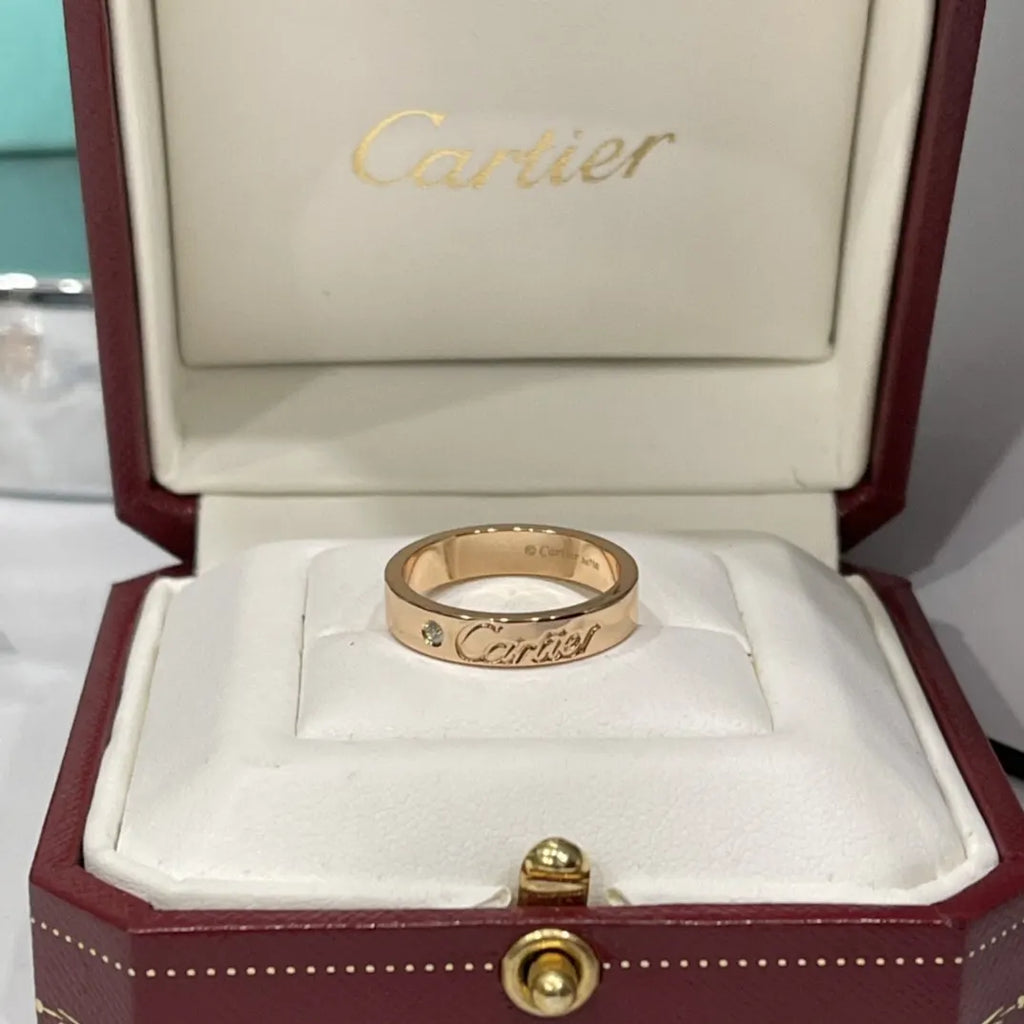 designer Cartier Rose Gold Diamond Ring - Hình 7