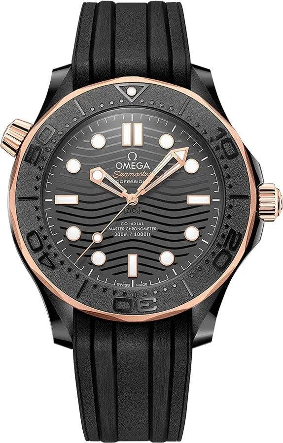 seamaster Omega Black Rubber Rose Gold