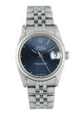 fluted bezel Rolex Datejust Blue Dial Steel