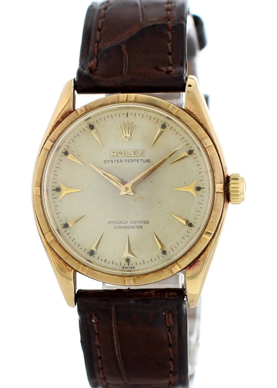 oyster Vintage Rolex Gold Leather - Hình 2