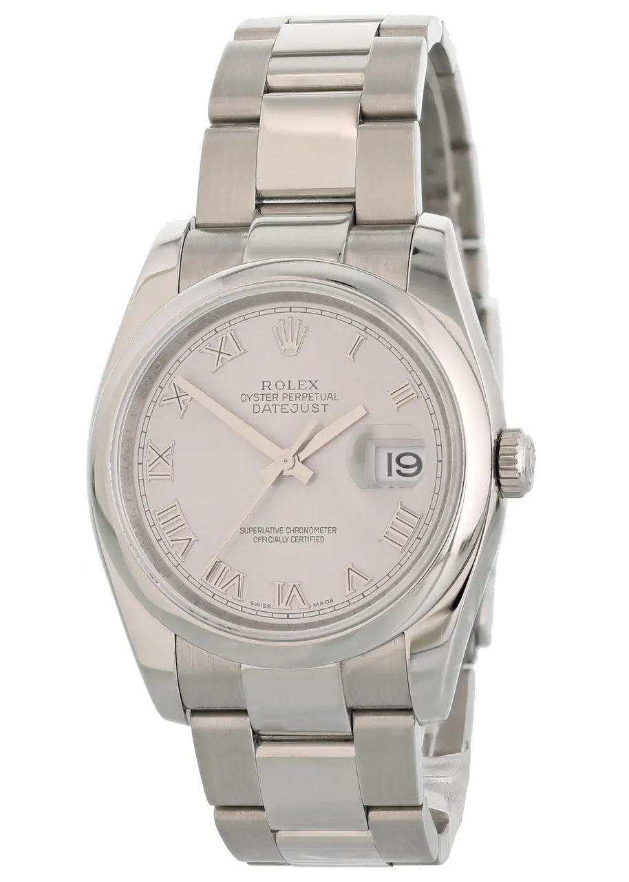 stainless Rolex Datejust Silver Roman Dial