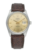oysterdate Rolex Champagne Dial Leather
