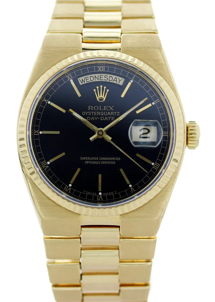Rolex Gold Black Quartz Watch - Hình 3