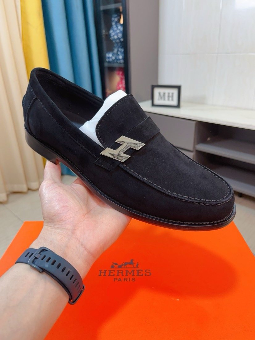 Hermès Black H-Hardware Loafers — model