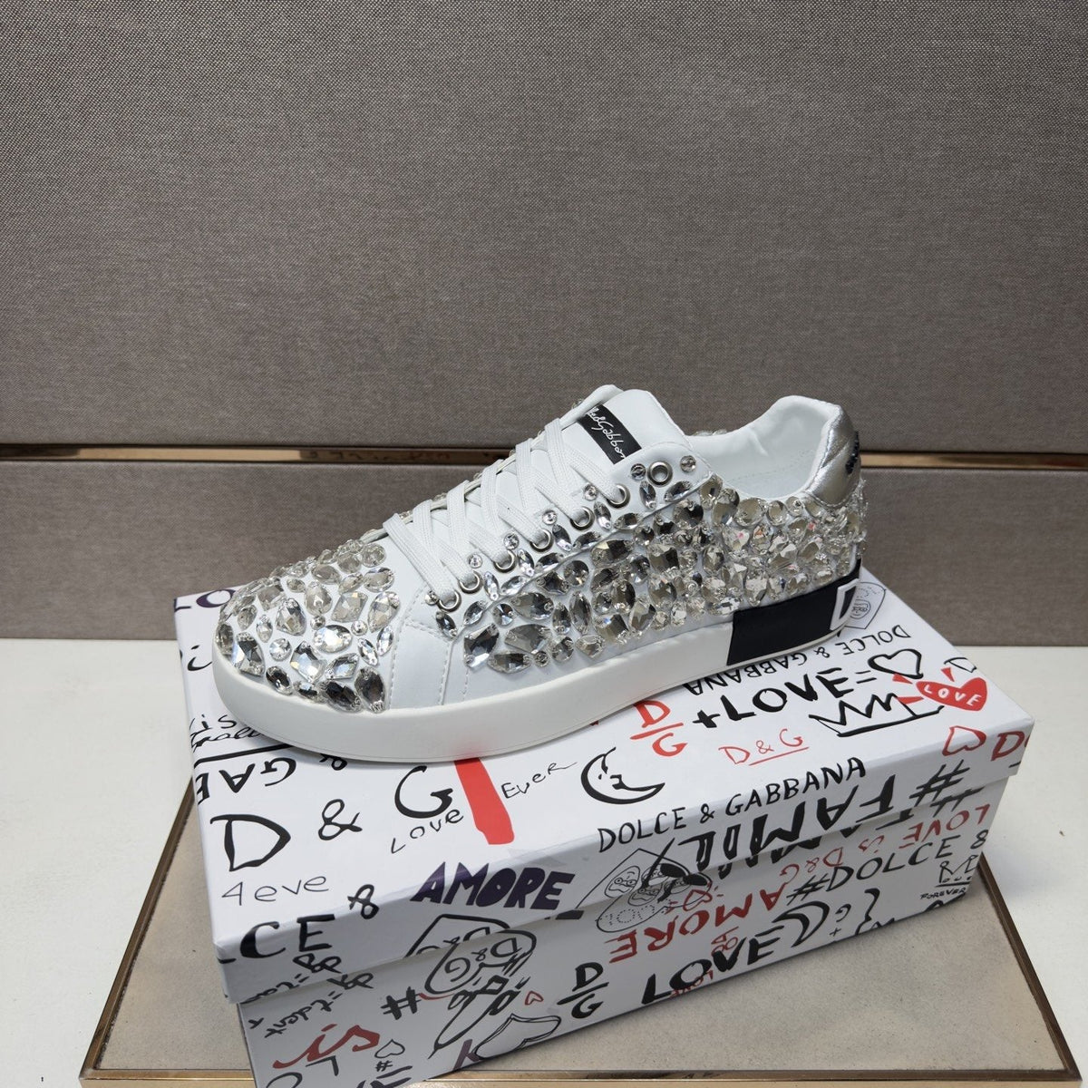 Dolce & Gabbana Crystal Low-Top Sneakers — side