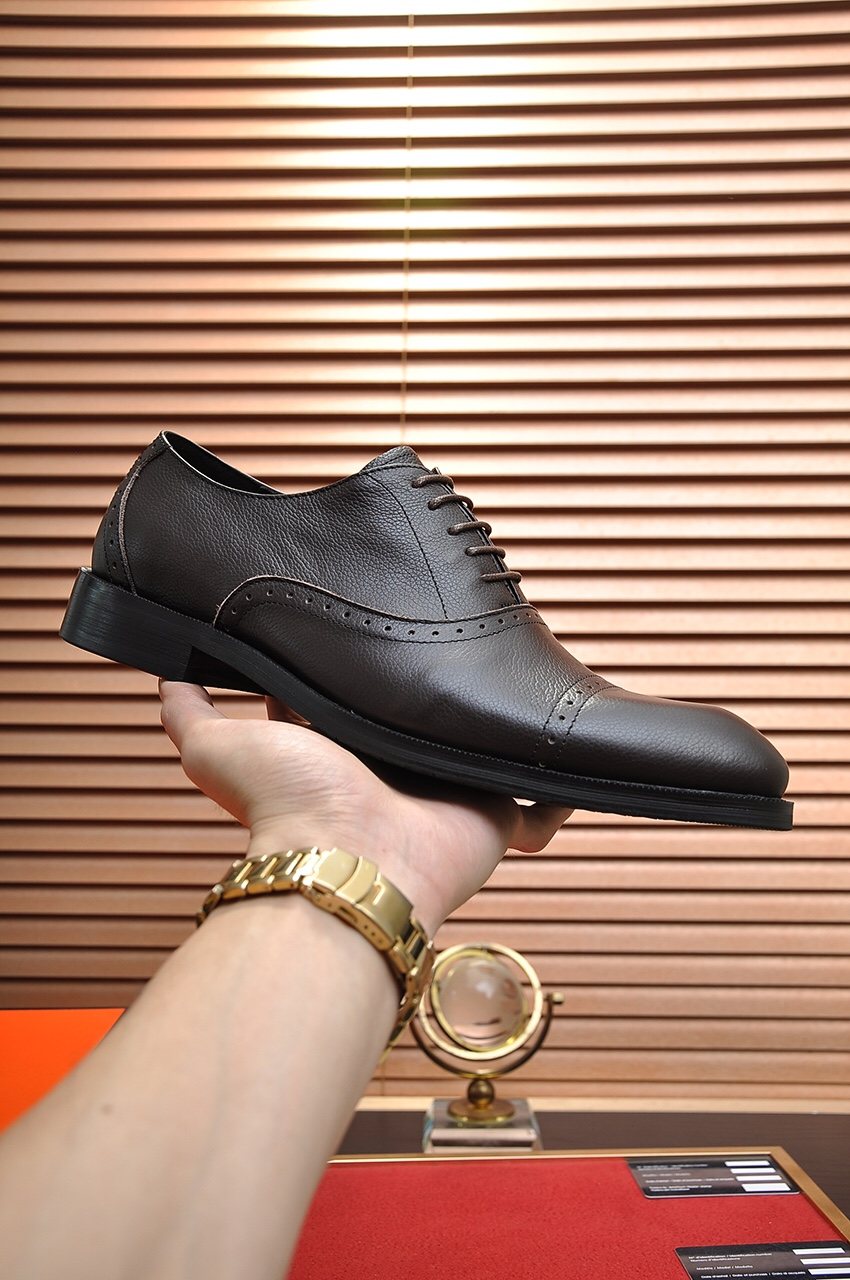Hermès Perforated Leather Lace-Up Dress Shoes — side