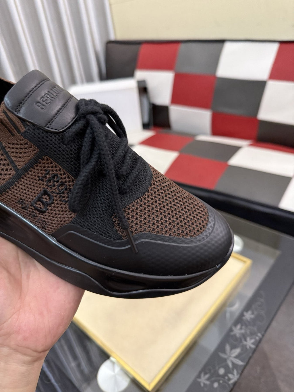 BERLUTI Mesh-Panel Lace-Up Sneakers — detail