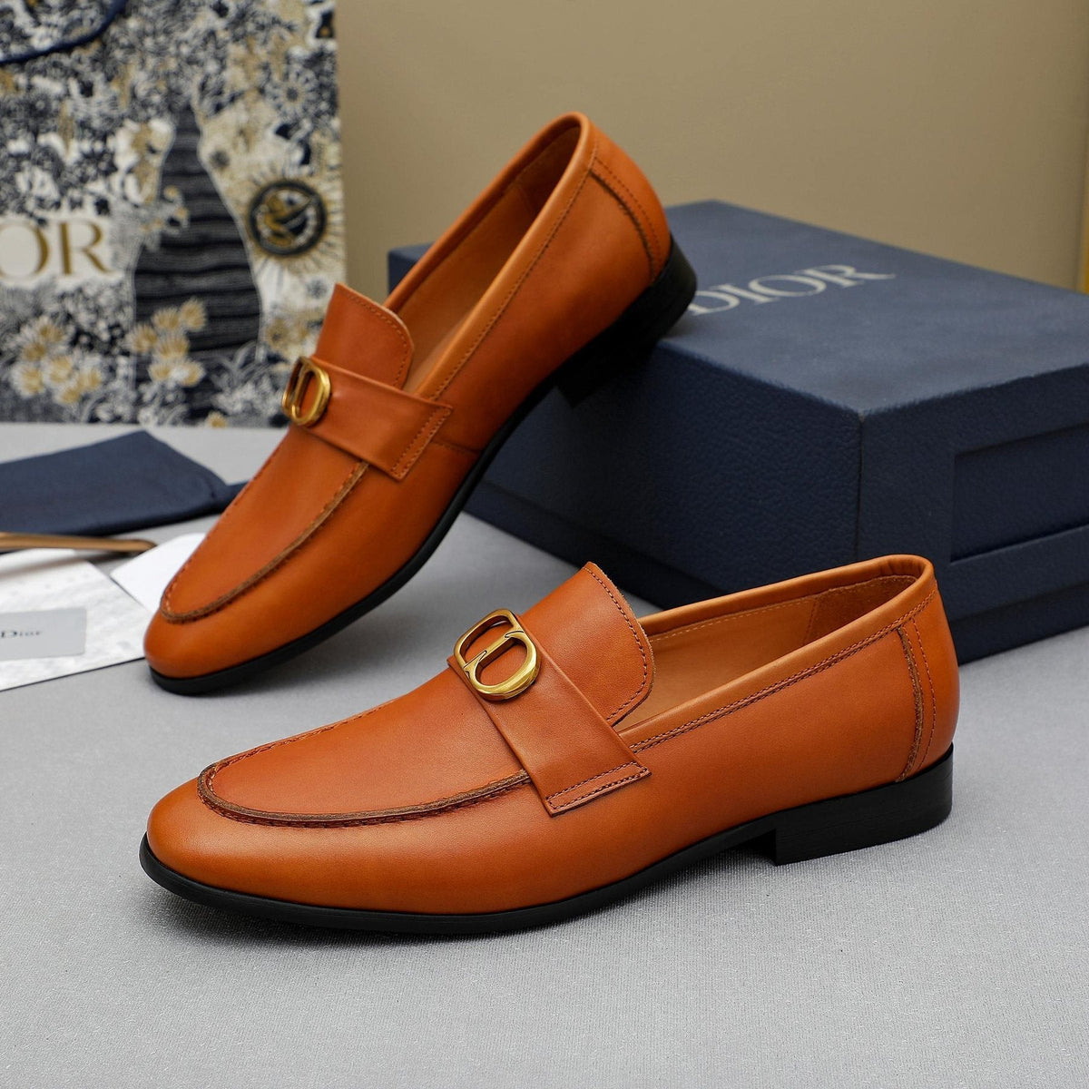 Dior Double-Ring Buckle Loafers — side