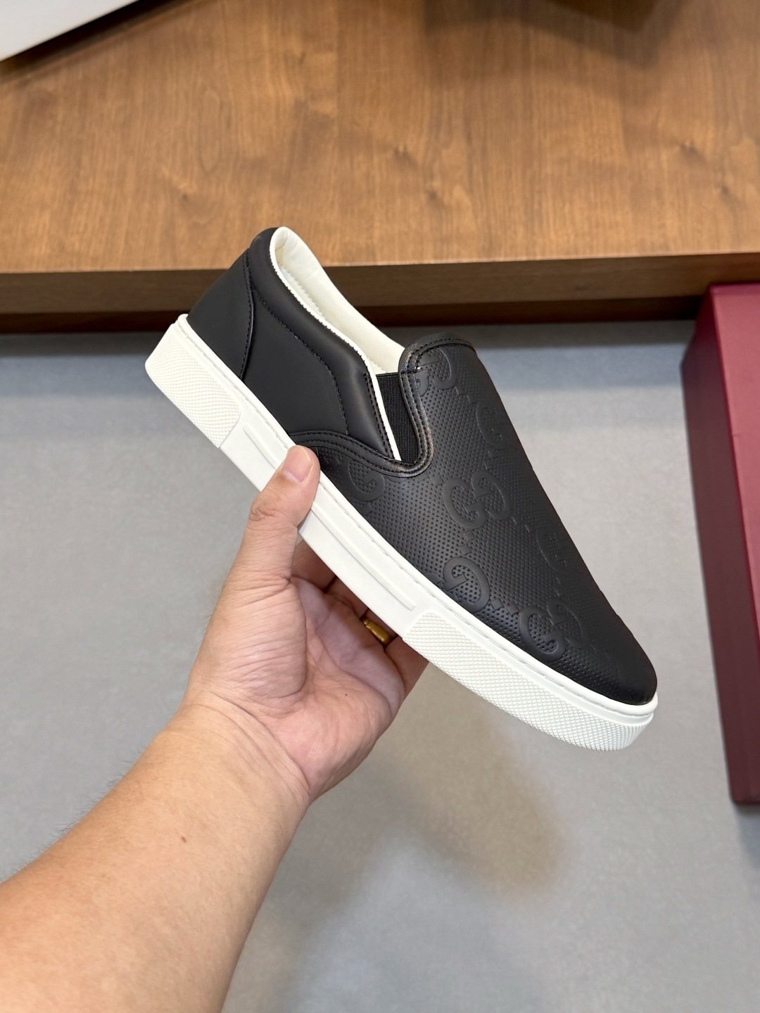 Gucci Embossed Slip-On Sneakers — side