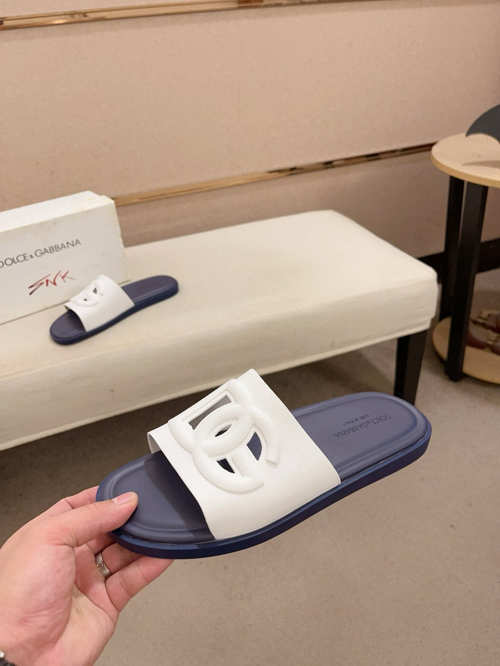 Dolce & Gabbana Raised Logo Slide Sandals — front